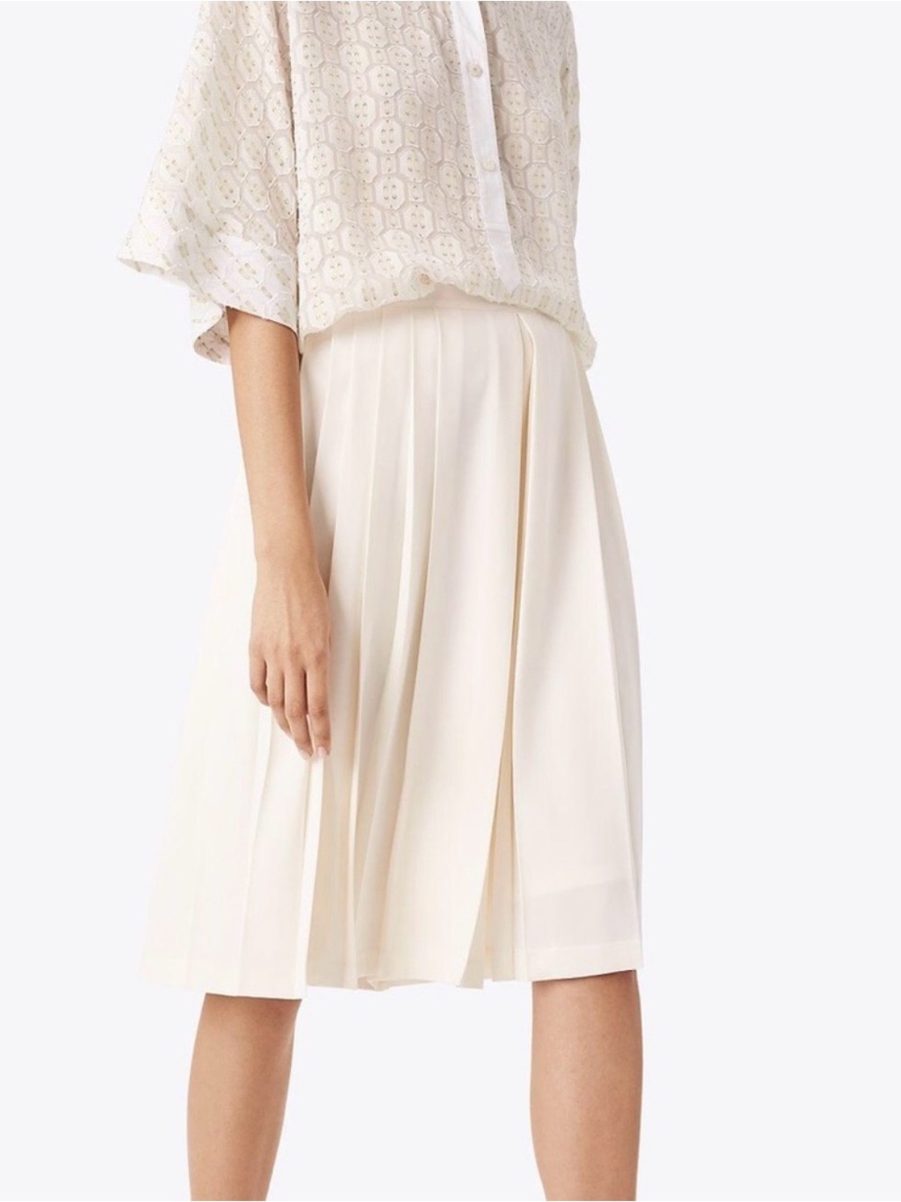 Tory Burch Cream Pleated Skirt Shorts
